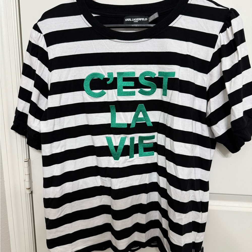 Karl Lagerfeld Black and White Striped Tee